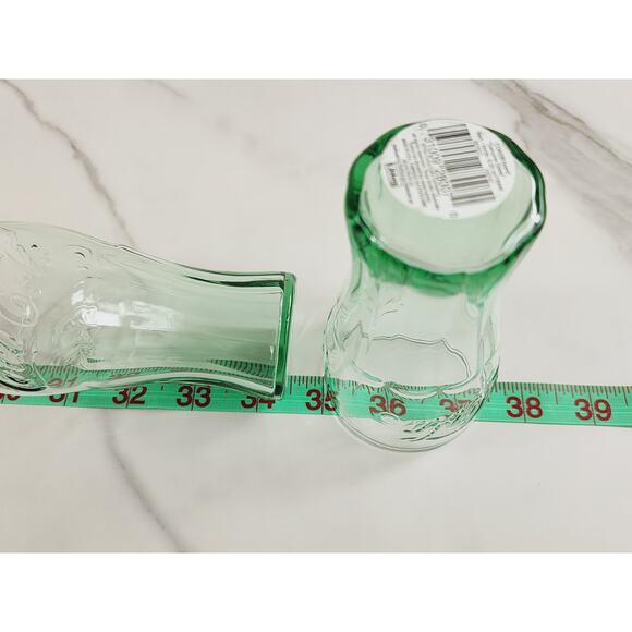 Coca Cola Coke Green Mini Glass 6.25 oz Drinking Glasses 4 1/4" Logo Embossed x2 - Picture 12 of 12